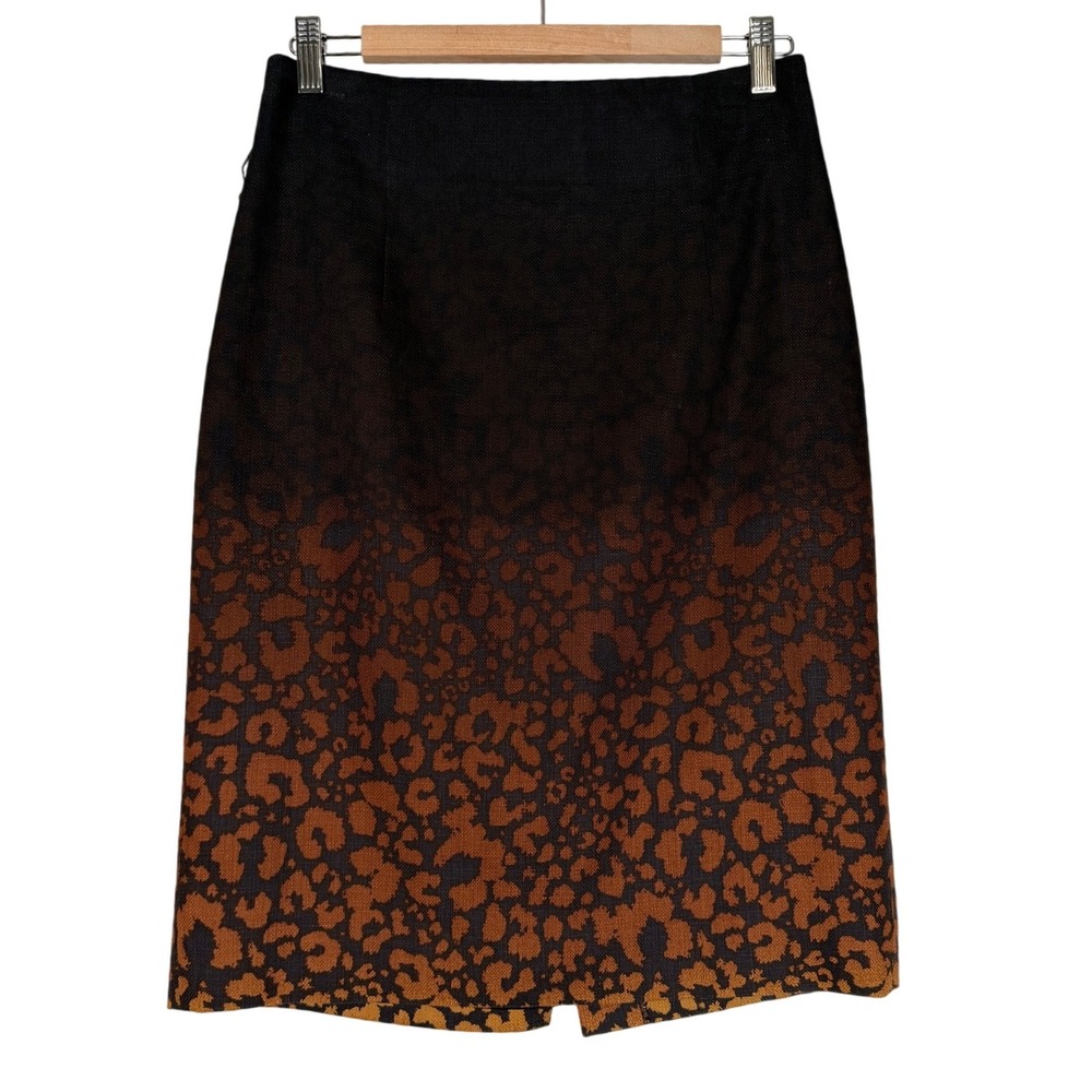 Classiques Entier Leopard Print Midi Skirt Black Brown Size‎ 8 Office